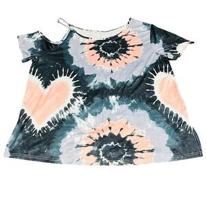 Tie-Dye Cold Shoulder Top 1XL